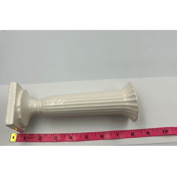 Napcoware White Square Bottom Tulip Vase Ribbed Porcelain Vintage #2738 - Picture 4 of 6